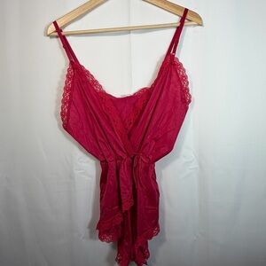 Vintage Bodysuit By Mel-Lin Snap Crotch Teddy Lingerie Large Hot Pink Sexy Lace